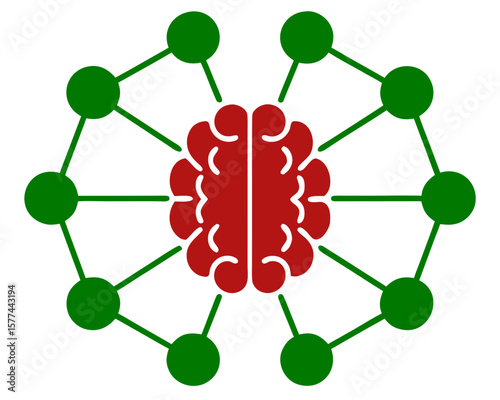 Conceptual illustration of brain network and neural connections in a circular design