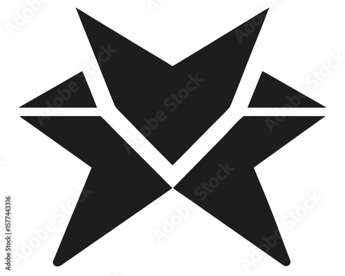 Abstract silhouette design composed of intersecting triangle shapes in black