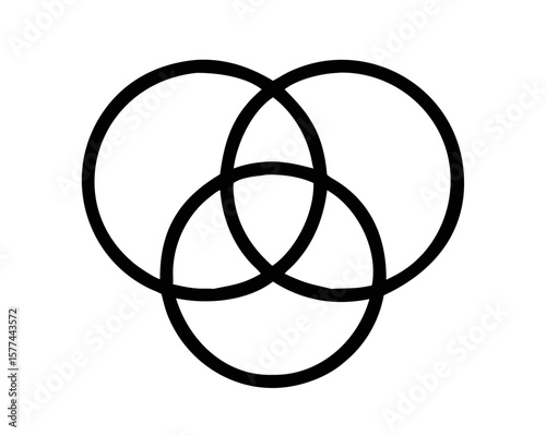 Abstract geometric vector design featuring three overlapping circles in a silhouette form