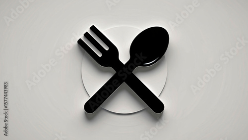 Elegant silverware set of knife fork and spoon on a rich burgundy background