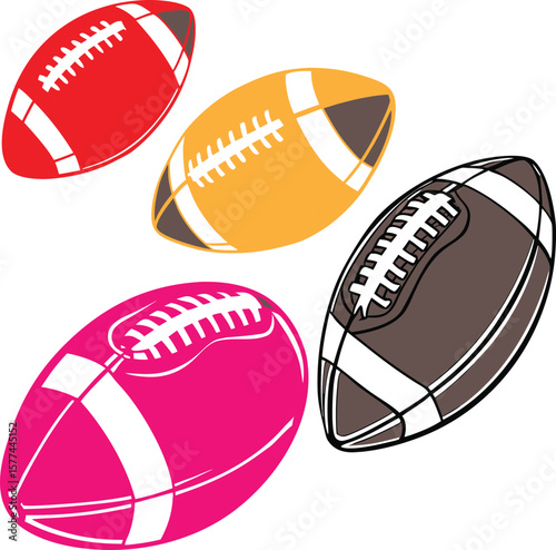 Brown leather American footballs are essential sport game equipment for team play and college league competition