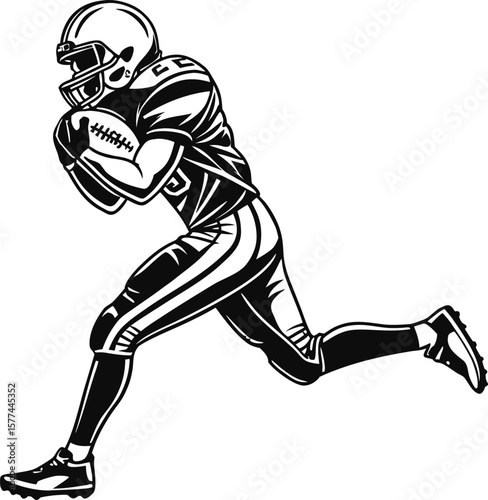 Dynamic vector illustration of an American football player silhouette kicking a ball, embodying the intense spirit of the sport and athletic competition
