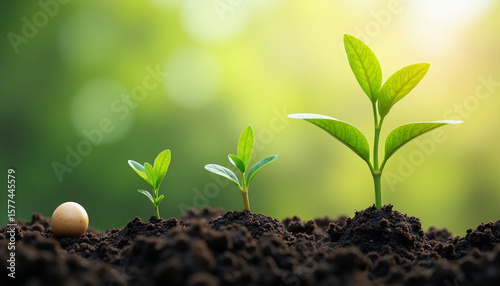 Visual depiction of plant growth stages, showcasing a new beginning with natural elements