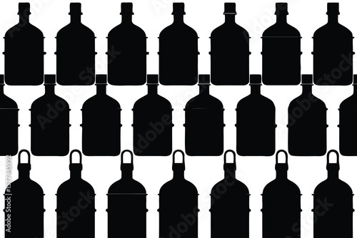 Collection of diverse alcohol bottle vectors, including wine, beer, and whiskey, in various glass shapes and silhouettes perfect for bar and beverage illustrations