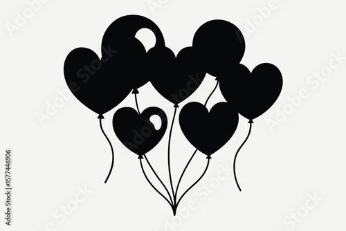 Romantic heart-shaped balloons symbolize love and happy celebration, perfect for Valentine's Day or a wedding