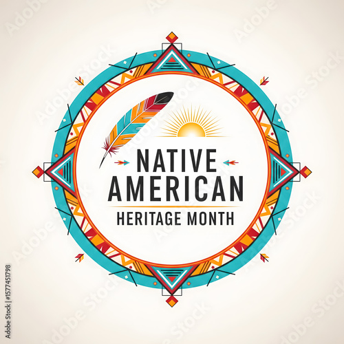 Native american heritage month celebration with traditional symbols