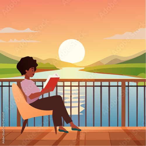 Woman sitting on chair reading a book