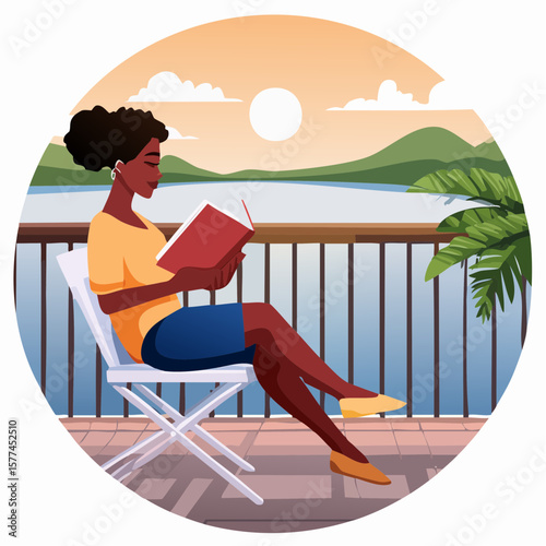 Woman sitting on chair reading a book