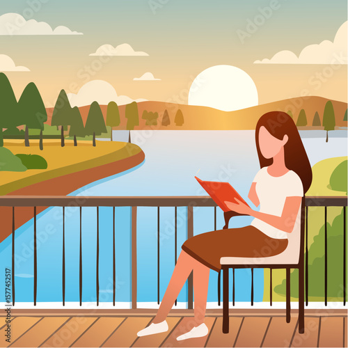 Woman sitting on chair reading a book
