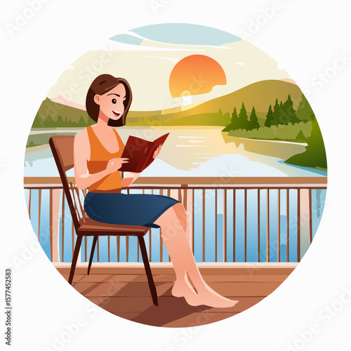 Woman sitting on chair reading a book