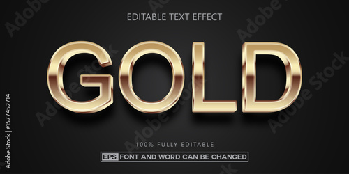 Gold editable text effect, Trendy style effect