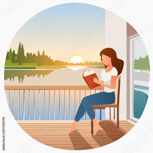 Woman sitting on chair reading a book