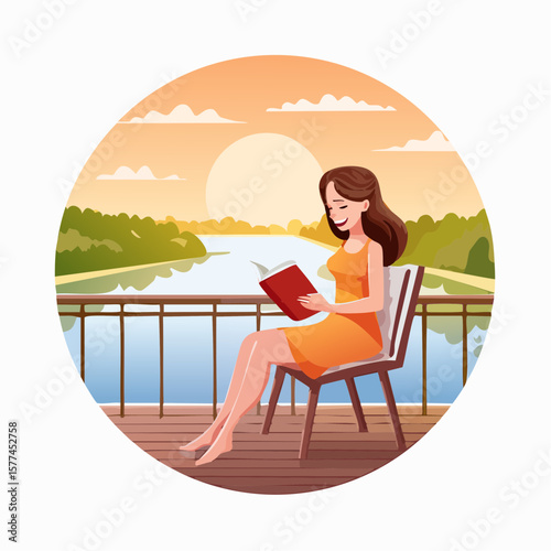 Woman sitting on chair reading a book