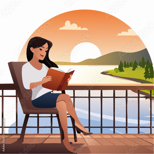 Woman sitting on chair reading a book