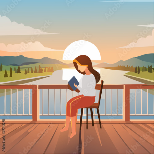Woman sitting on chair reading a book