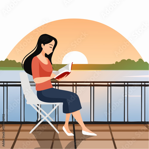 Woman sitting on chair reading a book