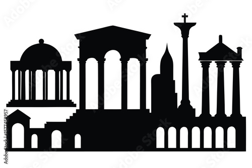 Taj Mahal vector silhouette illustration featuring the iconic Indian architecture and travel landmark
