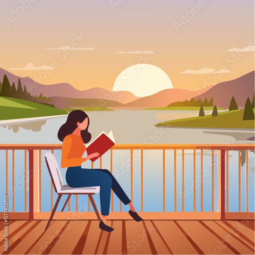 Woman sitting on chair reading a book