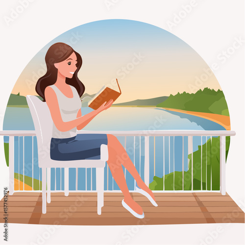 Woman sitting on chair reading a book