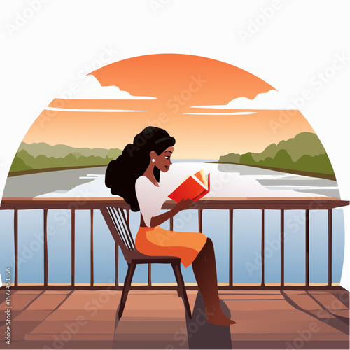 Woman sitting on chair reading a book