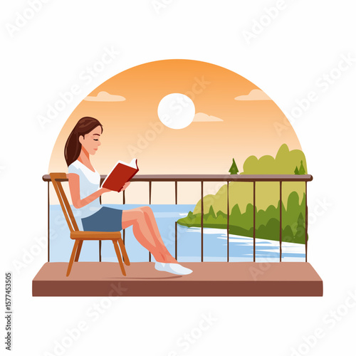 Woman sitting on chair reading a book