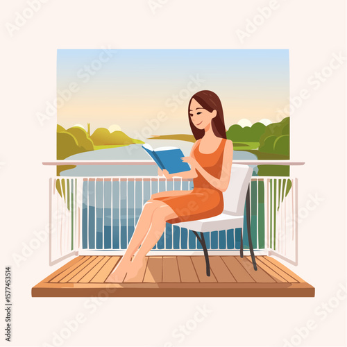 Woman sitting on chair reading a book
