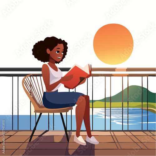 Woman sitting on chair reading a book