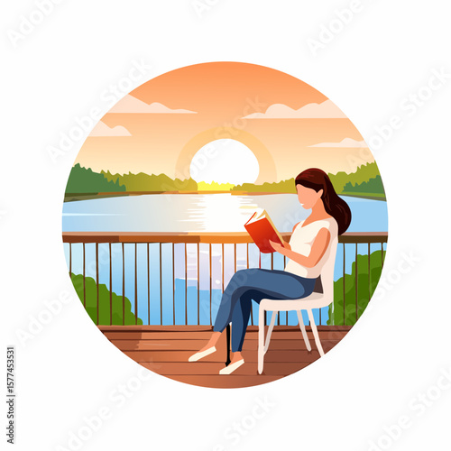 Woman sitting on chair reading a book
