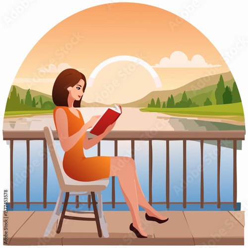 Woman sitting on chair reading a book