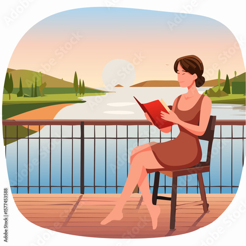 Woman sitting on chair reading a book