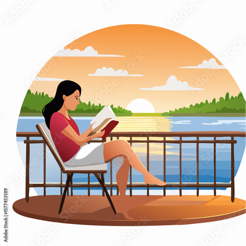 Woman sitting on chair reading a book