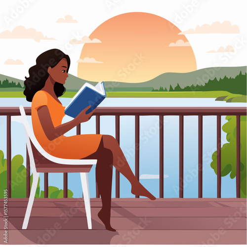 Woman sitting on chair reading a book