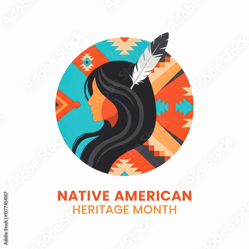 Native american heritage month celebration with tribal patterns