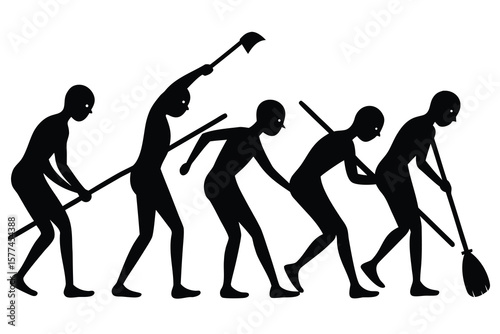 Evolution of human silhouettes: vector art of women dancing with artistic body illustrations