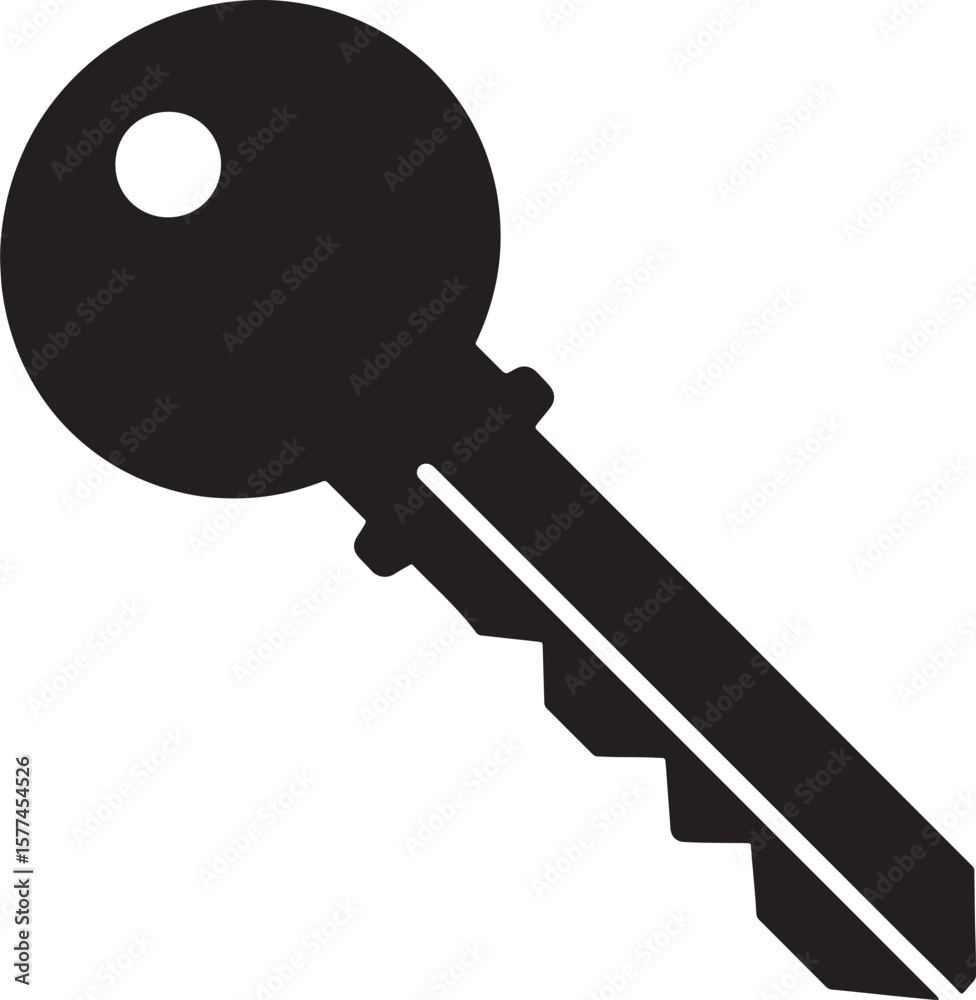 Simple black key illustration perfect for security access house or digital solutions Simple black key illustration perfect for security access house or digital solutions