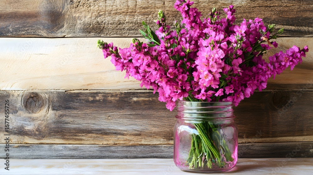 custom made wallpaper toronto digitalPink Flowers in Mason Jar Rustic Wood Background