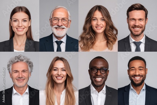 Collage of portraits and faces of business team of people for userpic and profile picture , productive ai