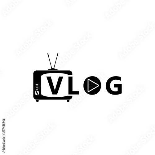 Creative logo for video vlog or channel icon isolated on white background
