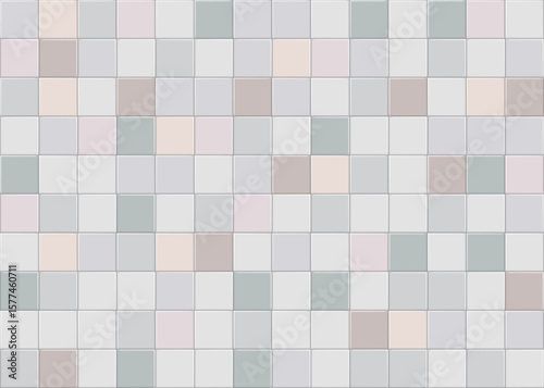 Seamless mosaic tile texture in pastel shades, perfect for interior design, 3D renders, and bathroom kitchen visuals, ideal for home decor and architectural materials.