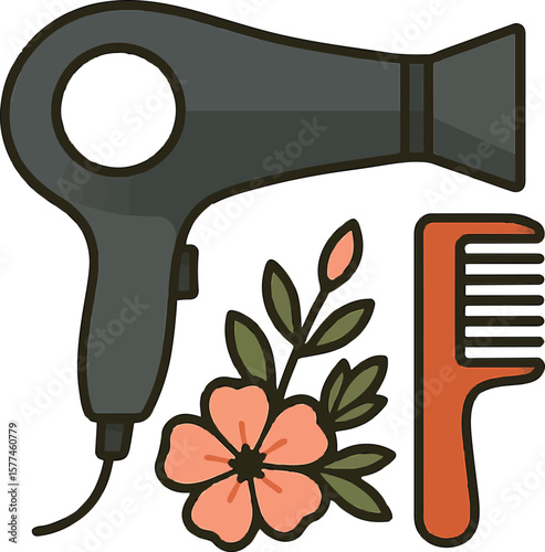 Hair Dryer and Comb – Professional Salon & Haircare Tools Vector Pack