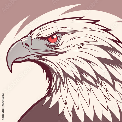 Bald eagle head vector illustration featuring a majestic wild bird, perfect for a striking tattoo design or powerful mascot symbol