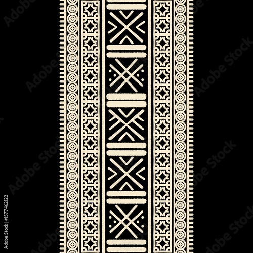 Arabian ethnic tribal floral pattern in rich brown tones, beautifully ethnic contrasted against a black background. The subtle hues and detailed artwork ethnic bring softness and elegance, making it 