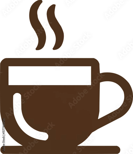 Steaming hot coffee cup icon symbolizing warmth and morning energy for cafe or office