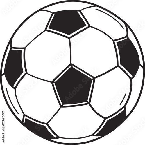 Isolated on a white background, a single black and white soccer ball is ready for the game