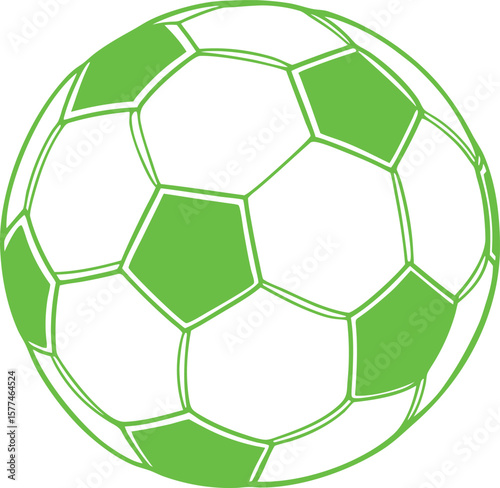 White isolated 3D soccer ball with a seamless green honeycomb hexagon pattern design