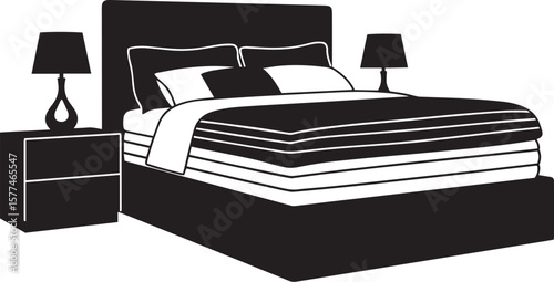 vector illustration of  Beds with layered linens