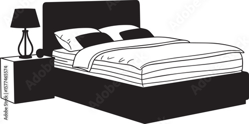 vector illustration of  Beds with layered linens