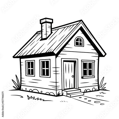 Illustration vector of a boor house coloring page