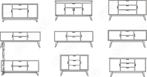 vector illustration of Sideboards credenzas