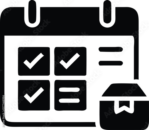 Calendar with tasks and delivery icon